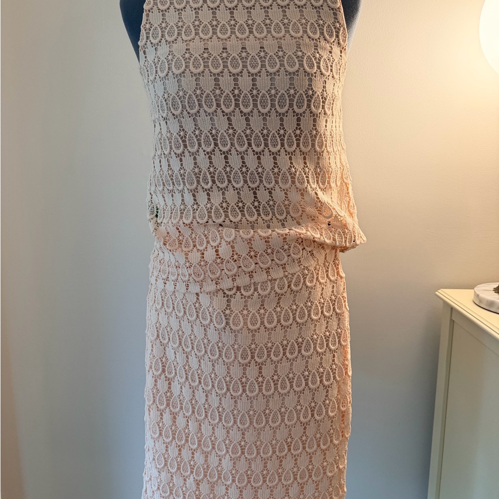 Lace pineapple skirt/shirt set in Blush Pink